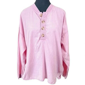 Out  From Under Womens Size Small Oversized Half Button Pink Pullover